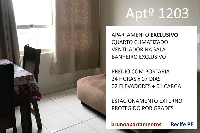 BrunoApartamentos Recife - Boa Vista - Apt 1203 (temporada)